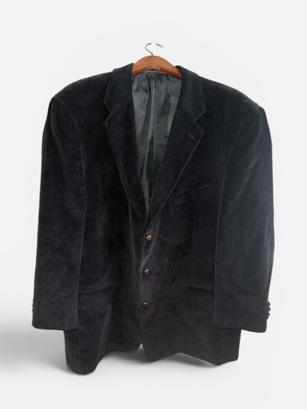 Zagato Classic Men's Black Corduroy Blazer Jacket Size 50R Unique Buttons Retro